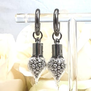 SPARKLING TIN EARRINGS Wedding Anniversary, Huggie Drop Earrings, Stainless Steel, Handmade, Free Shipping, Eco Friendly Packaging