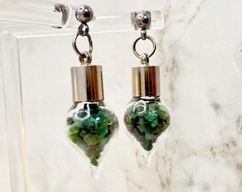Emerald Stud Drop Earrings • 55th Wedding Anniversary Jewellery Gift for her • Genuine Gemstone
