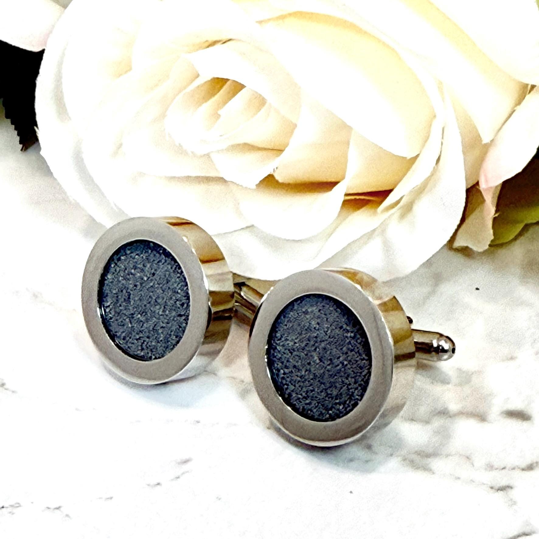 Iron Cufflinks, Rhodium Plated, 6th Anniversary Gift