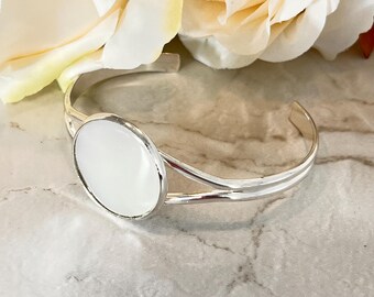 Mother of Pearl Bangle, Silver Plated 30th Anniversary Gift