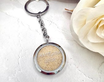 Honeymoon Sand Personalised Keyring - Engraved with your message