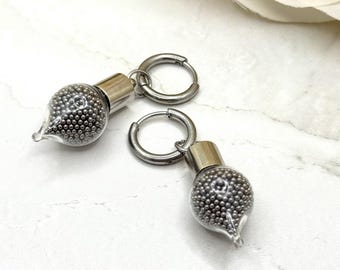 Luxury Stainless Steel Huggie Earrings • 11th Anniversary Gift for Wife • Modern Drop Earrings