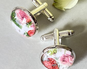 Fruit & Flower 4th Wedding Anniversary Cufflinks Handmade