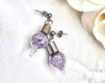 Amethyst Stud Earrings – 33rd Anniversary - Genuine Gemstone Gift