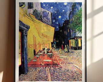 Cafe Terrace at Night Van Gogh Print Digital Download, Van Gogh Poster, Famous Painting Wall Art, Vintage Art Printable