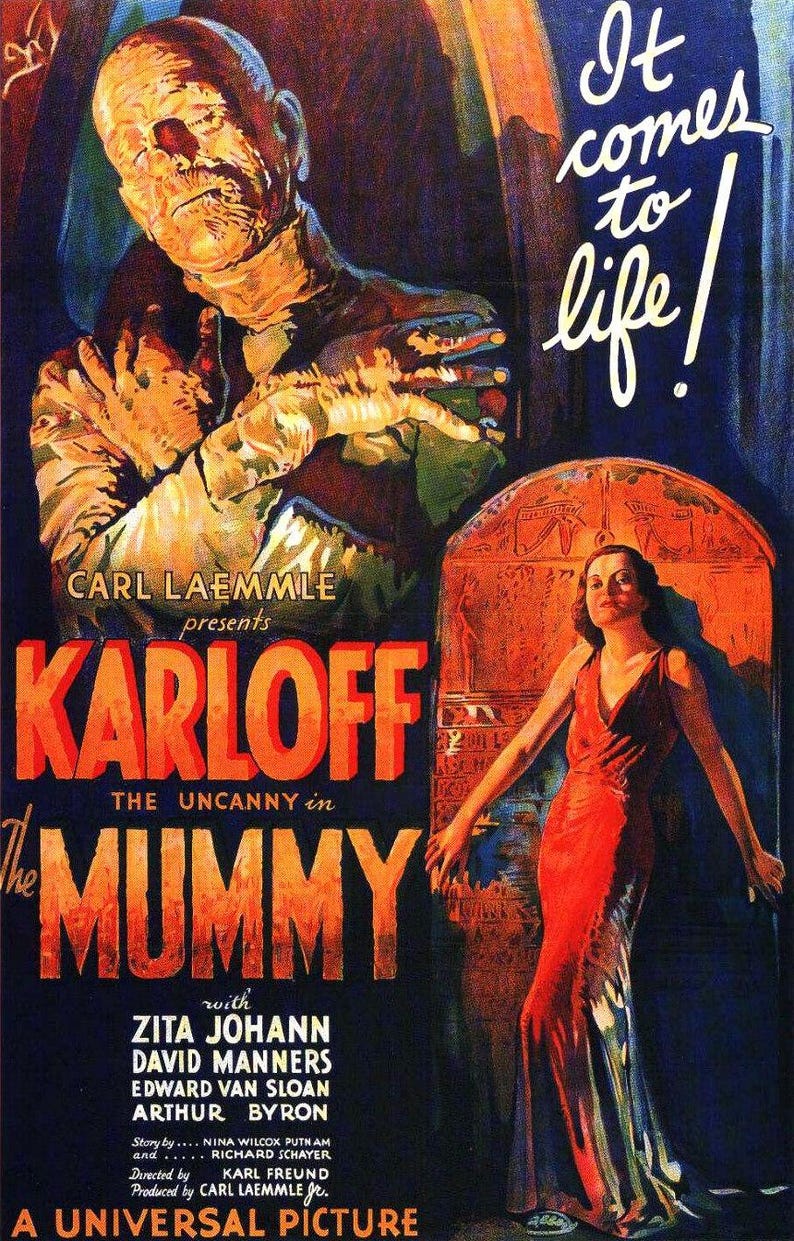 The Mummy 1932 Poster | Boris Karloff Vintage Horror Print | Gothic ...