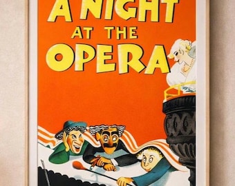 A Night at the Opera Poster | Marx Brothers Vintage Movie Poster | Classic Comedy Film Wall Art | Old Hollywood Print | Cinema Decor