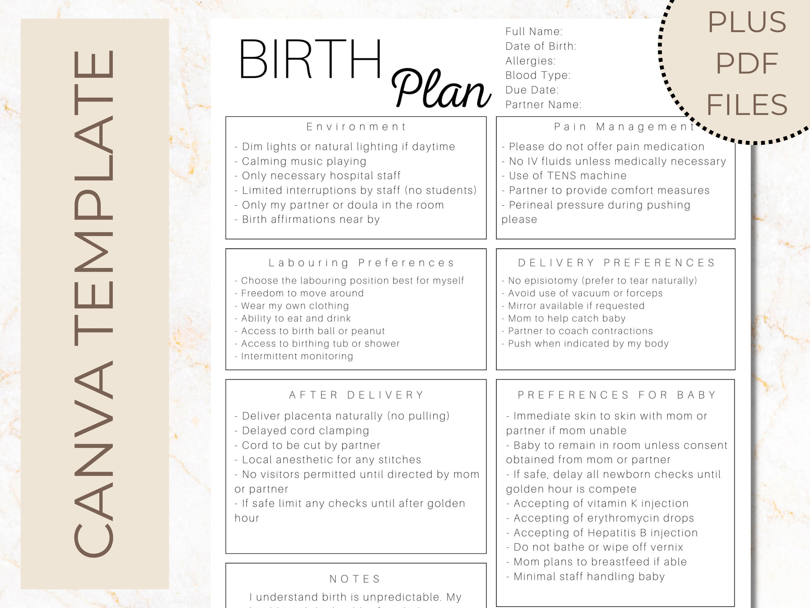 Poster Editable Birth Plan Template, Simple Birth Plan Template Poster Editable Birth Plan Template, Simple Birth Plan Template
