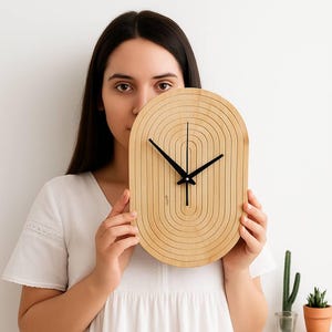 Minimalist Wood Wall Clock: Modern Boho Home Decor