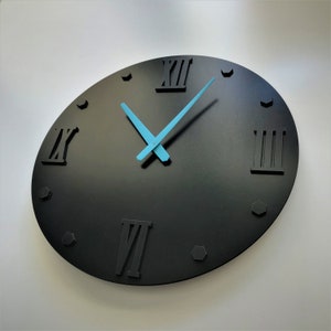 Modern Black Wall Clock, Gear Clock, Wooden Clock, Large Clock, Wooden Wall Clock, Industrial Wall Clock, Oak Wood Wall Clock, Minimal Clock