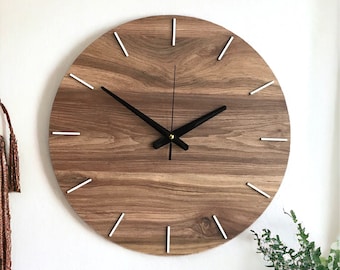 Handmade Minimalist Poplar Wood Wall Clock: Modern Boho Decor