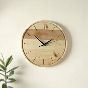 Handmade Oak Wood Wall Clock: Modern Minimalist Boho Decor