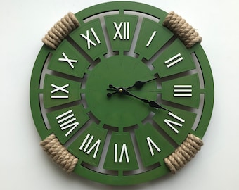 Large Oak Wood Wall Clock: Retro Modern Design