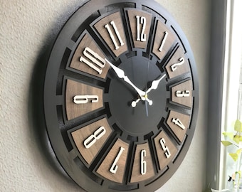 Minimalist Oak Wooden Wall Clock: Modern Home Decor