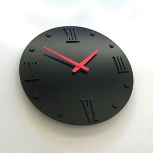 Modern Black Oak Wood Wall Clock: Minimalist Gear Design