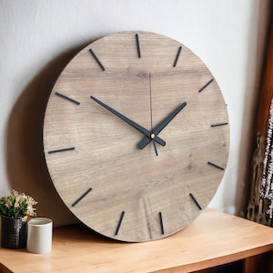 Minimalist Oak Wooden Wall Clock: Boho Modern Decor