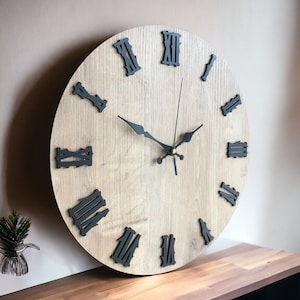 Modern Wall Clock with Roman Numbers Silent Unique Wood Minimalist Wall Clock, Boho Modern Wall Clock Minimalist Wall Clock Retro Wall Clock