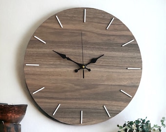 Handmade Minimalist Poplar Wood Wall Clock: Modern Boho Decor
