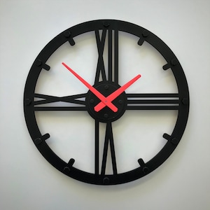 Modern Oak Wood Wall Clock: Large Industrial Gear Design
