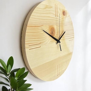 Handmade Oak Wood Wall Clock: Modern Minimalist Home Decor