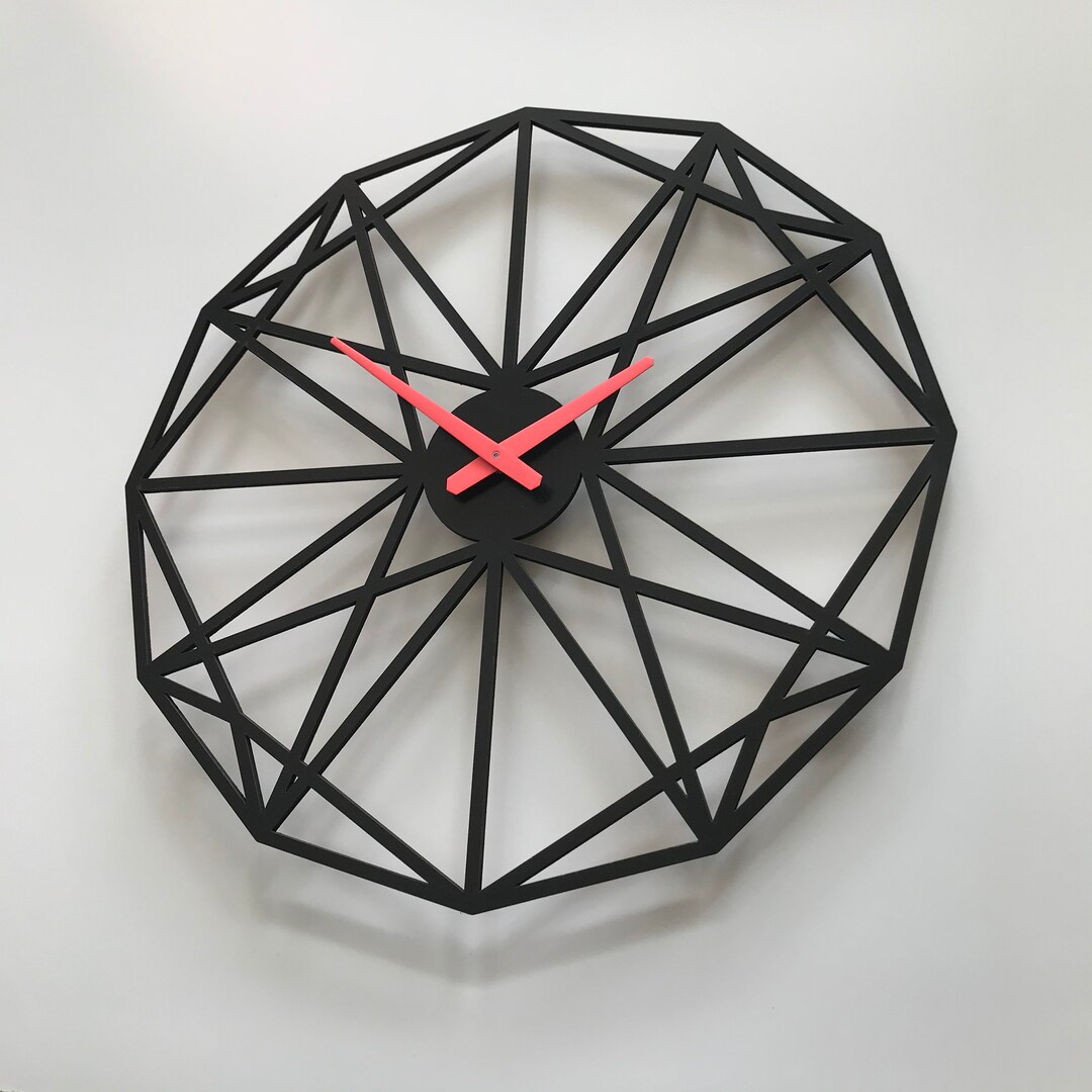 Geometric Wall Clock, Modern Clock, Wooden Clock, Large Clock, Wooden