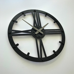 Modern Oak Wood Wall Clock: Large Industrial Gear Design