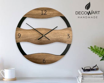 Minimalist Wall Clock, Wood Clock, Wooden Clock, Large Clock, Wooden Wall Clock, Wood Wall Clock, Oak Wood Wall Clock