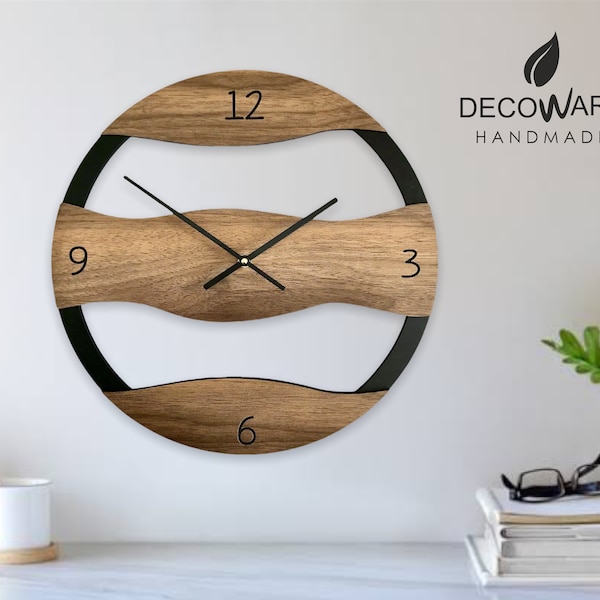 Horloge murale minimaliste, horloge en bois, horloge en bois, grande horloge, horloge murale en bois, horloge murale en bois, horloge murale en bois de chêne