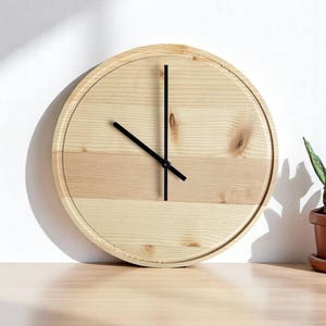 Handmade Oak Wood Wall Clock: Modern Minimalist Boho Decor