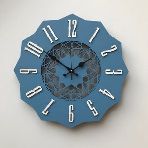 Modern Geometric Wall Clock, Retro Clock, Wooden Clock, Large Clock, Wooden Wall Clock, Wood Wall Clock, Oak Wood Wall Clock