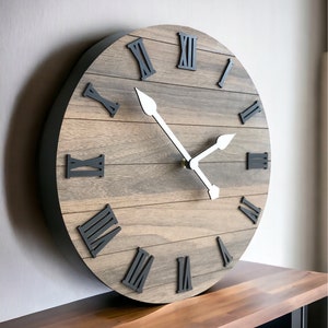 Modern Wall Clock with Roman Numbers Silent Unique Wood Minimalist Wall Clock, Boho Modern Wall Clock Minimalist Wall Clock Retro Wall Clock