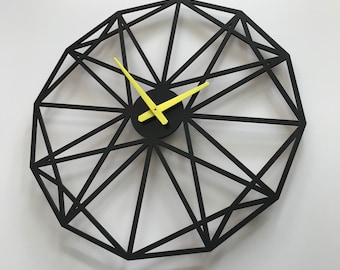 Geometric Oak Wall Clock: Modern Minimalist Design
