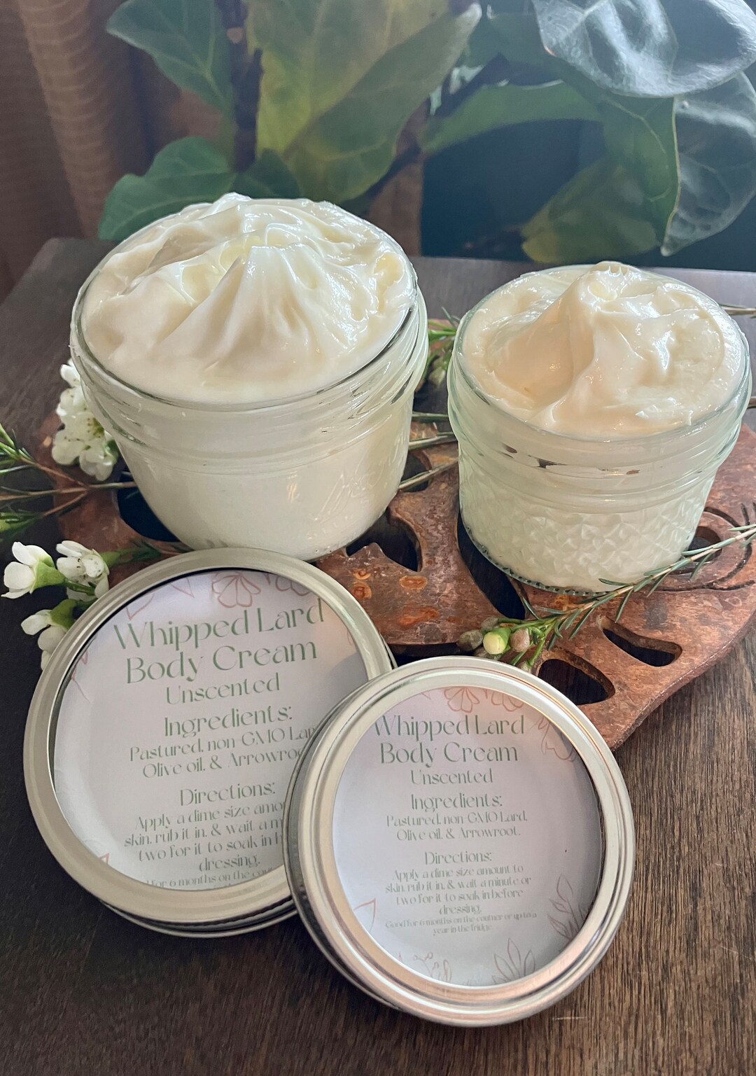 Unscented Whipped Lard Body Cream Etsy