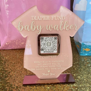 Diaper Fund Onesie Acrylic Sign | Baby Shower Diaper Fund