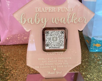 Diaper Fund Onesie Acrylic Sign | Baby Shower Diaper Fund