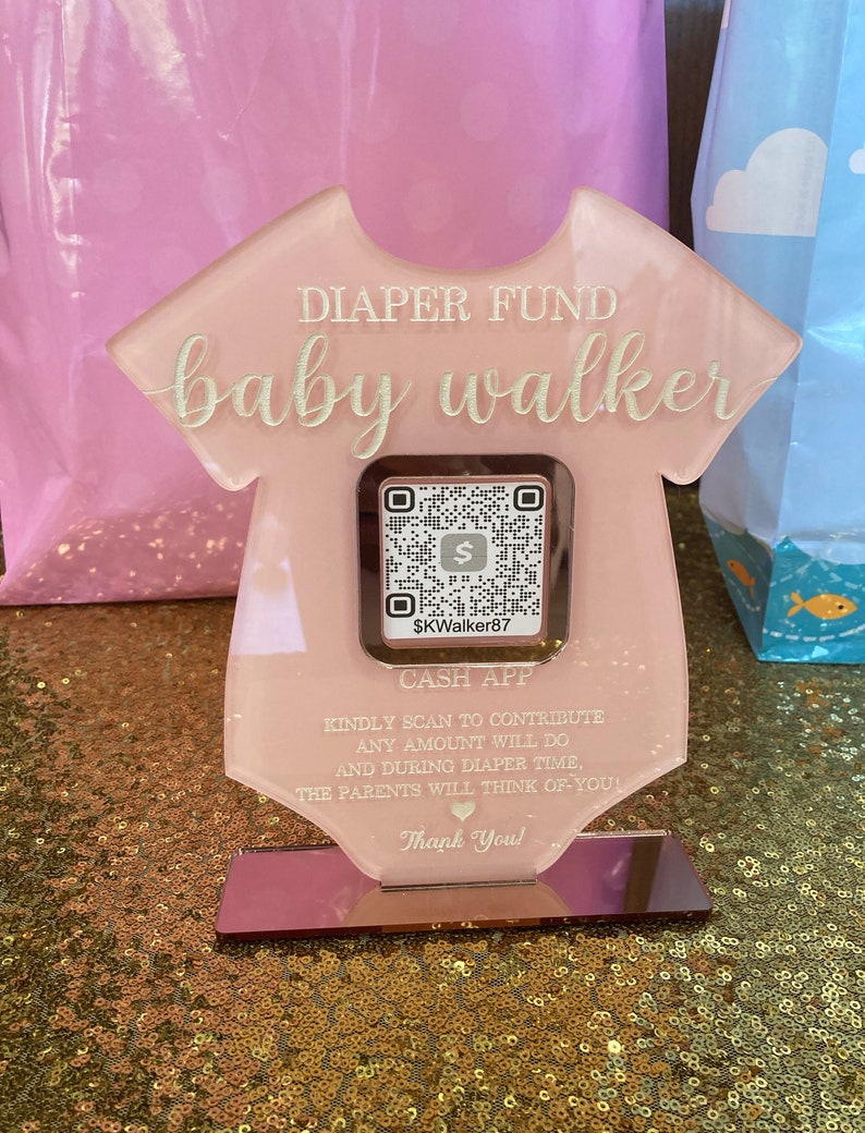 Diaper Fund Onesie Acrylic Sign Baby Shower Diaper Fund Etsy
