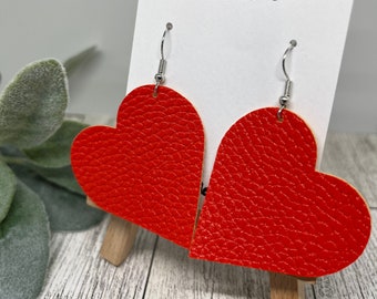 Orecchini Pendente Cuore Rosso E Oro | Grandi Strass Cadenti | Cerchio Oversize Statement
