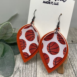 Boucles d'oreilles basketball, larme, imitation cuir superposé
