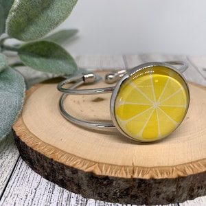 Lemon Bracelet, Lemondrop, Adjustable Cuff, Lemon Bangle