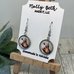 Goose Earrings, Retro Goose Earrings, Chicken Jewelry, Serious Goose Earrings, Chicken Gifts, Goose Lovers, Goose Theme