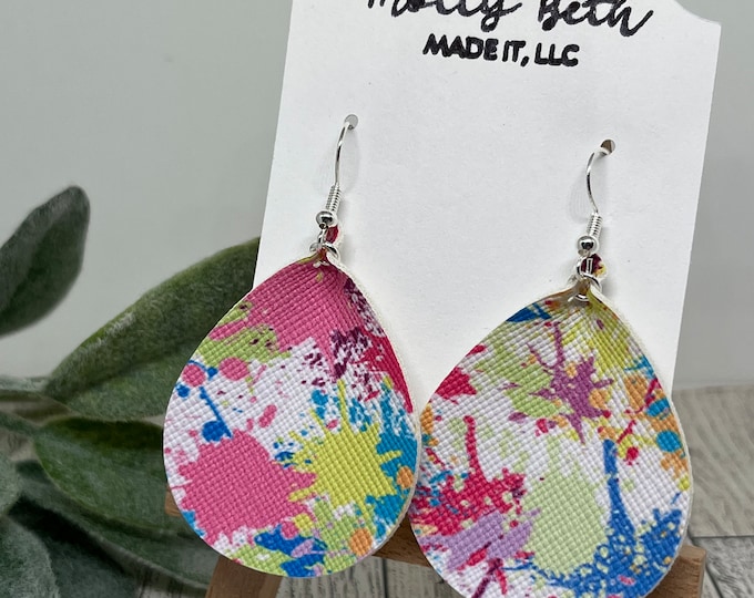 Splatter Earrings, Art Teacher Earrings, Artist Earrings, Splat, Artsy People, Splat Faux Leather, Painters Earrings