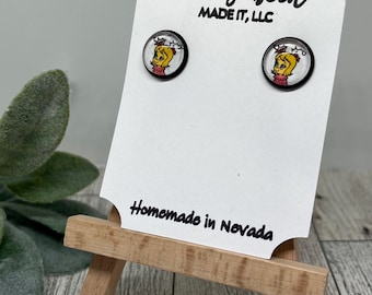 Pendientes de Cindy Lou, pendientes de clip o de botón, pendientes del Grinch, joyería del Grinch, Navidad del Grinch