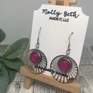 Magenta Earrings, Navy Earrings, Orange Earrings, & Sage Earrings, Cabochon