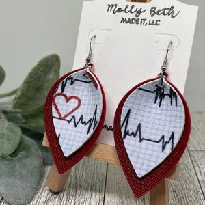 Heartbeat Earrings, Heartbeat Jewelry, Nurse Earrings, Doctor Earrings, HeartbeatPattern, Hospital Worker