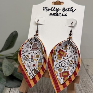 Pendientes de mago, joyería de mago, piel sintética de mago, bisutería de mago, fiesta de magos, temática de magos, regalos de magos