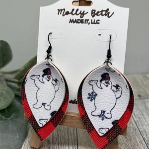 Frosty the Snowman Earrings, Frosty the Snowman Jewelry, Frosty Earrings, Frosty Faux Leather, Frosty Dress Up, Frosty Material, Snowman