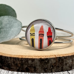 crayon bracelet, crayon bangle, crayon cuff, adjustable, teacher bracelet, back to school, crayons, teacher gifts