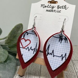 Heartbeat Earrings, Heartbeat Jewelry, Nurse Earrings, Doctor Earrings, HeartbeatPattern, Hospital Worker