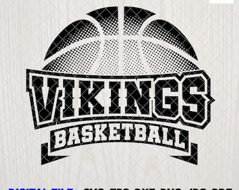 Vikingos SVG, Vikingo SVG, Archivo de corte digital para Cricut y Silhouette, Diseño para camiseta de baloncesto con espíritu escolar, Perfecto para DTG, DTF, HTV