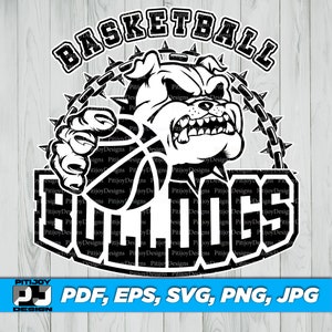 Bulldog Basketball SVG, Mascot Sports Logo for School Shirt, Bulldog Team Design PNG SVG for Cricut & Sublimation